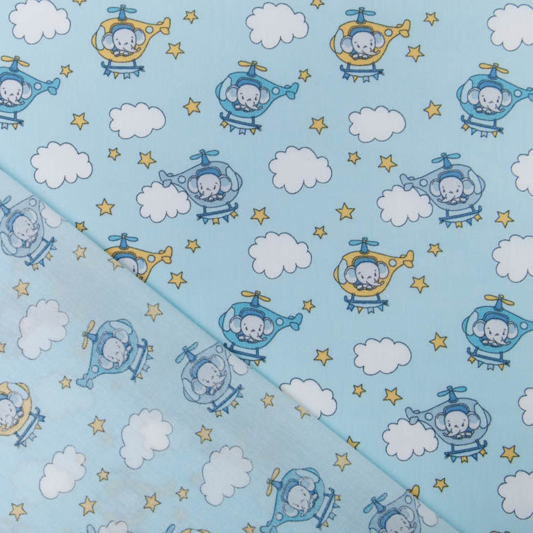 Webware Baumwolle Popeline - Elefanten im Helikopter