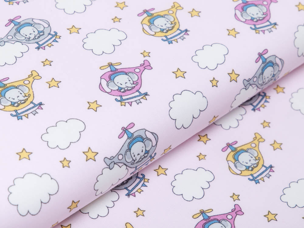 Webware Baumwolle Popeline - Elefanten im Helikopter