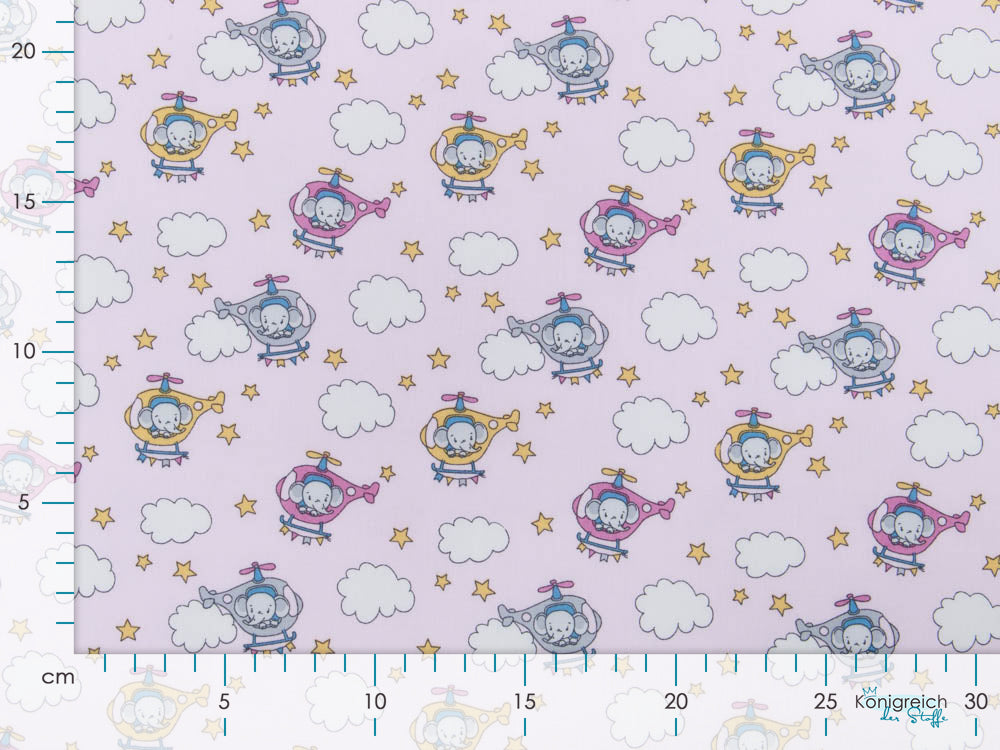 Webware Baumwolle Popeline - Elefanten im Helikopter