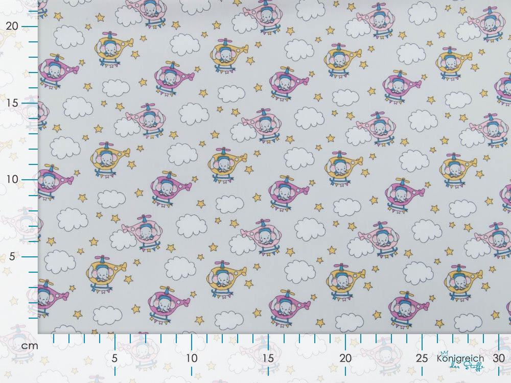 Webware Baumwolle Popeline - Elefanten im Helikopter