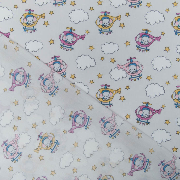 Webware Baumwolle Popeline - Elefanten im Helikopter