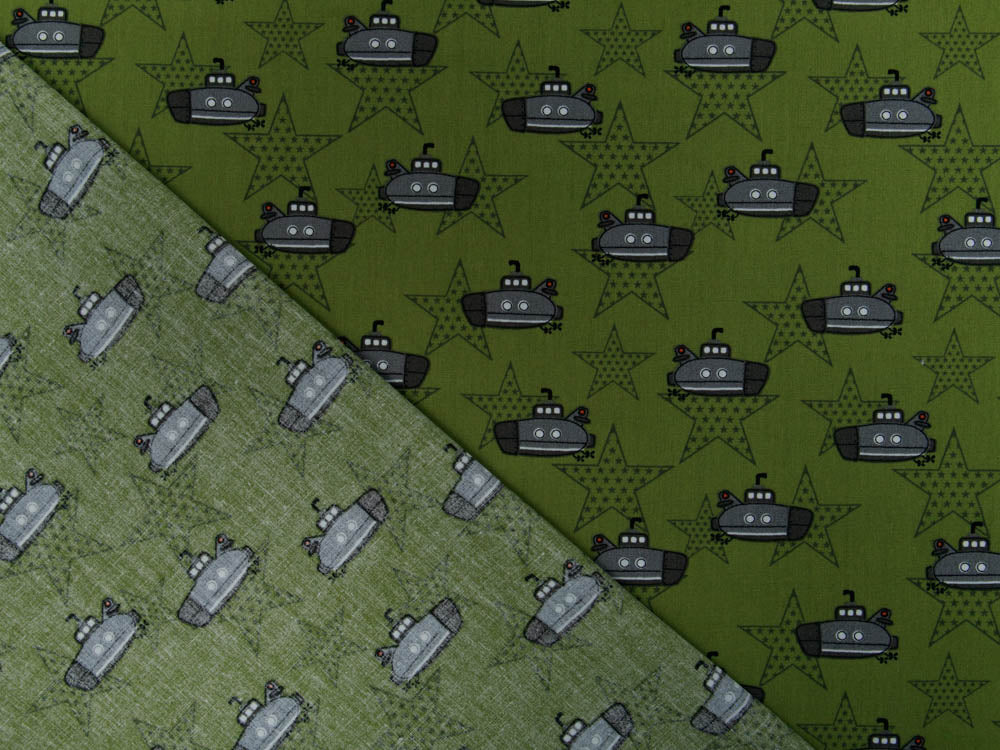 Webware Baumwolle Popeline - U-Boote und Sterne