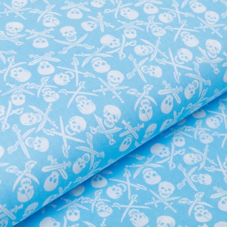 Webware Baumwolle Popeline - Totenköpfe und Säbel