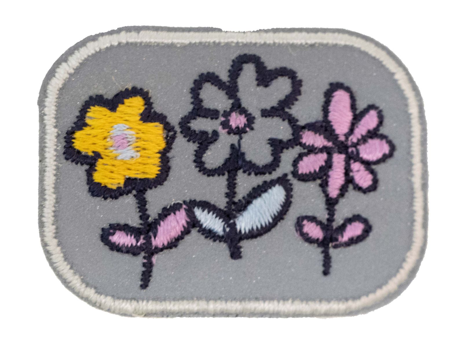 Applikation zum Aufbügeln Reflektor - reflektierende Blumenwiese – grau