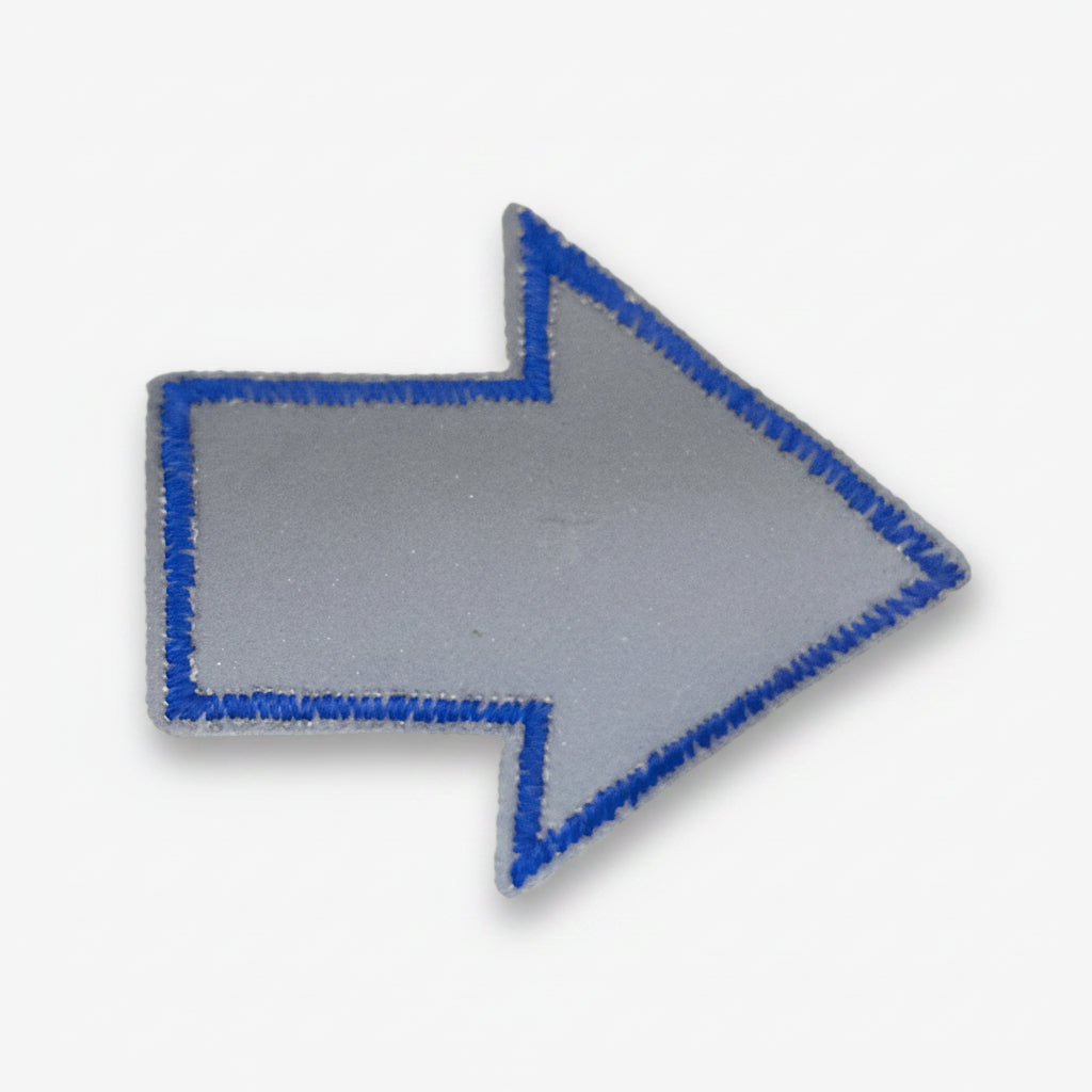 Applikation zum Aufbügeln Reflektor - reflektierender blauer Pfeil
