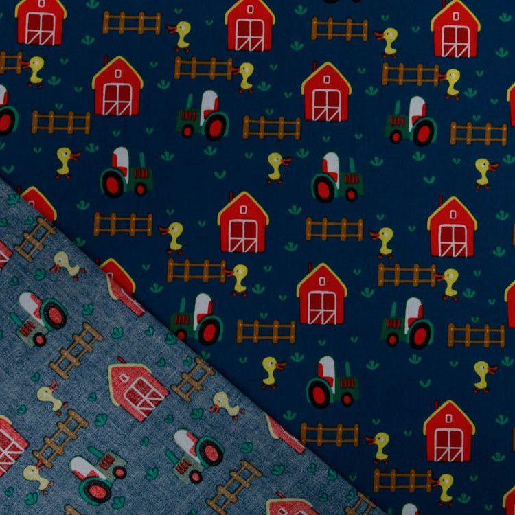 Webware Baumwolle Popeline - Bauernhof