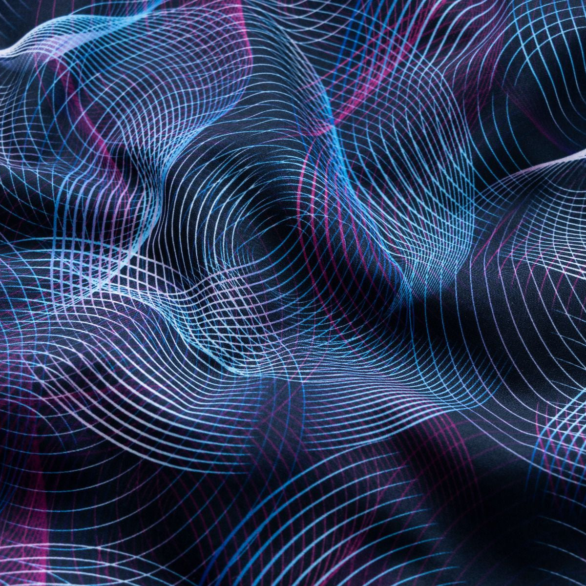 Jackenstoff Softshell - schwingende Linien - dunkelblau