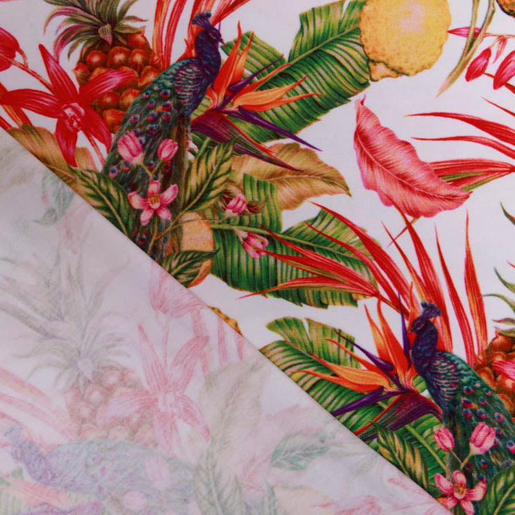 Jersey Digitalprint Stenzo - Pfauen und Zitronenbäumchen - weiß