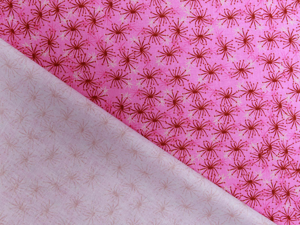 Webware Baumwolle Patchwork - Pusteblumensamen - fuchsia