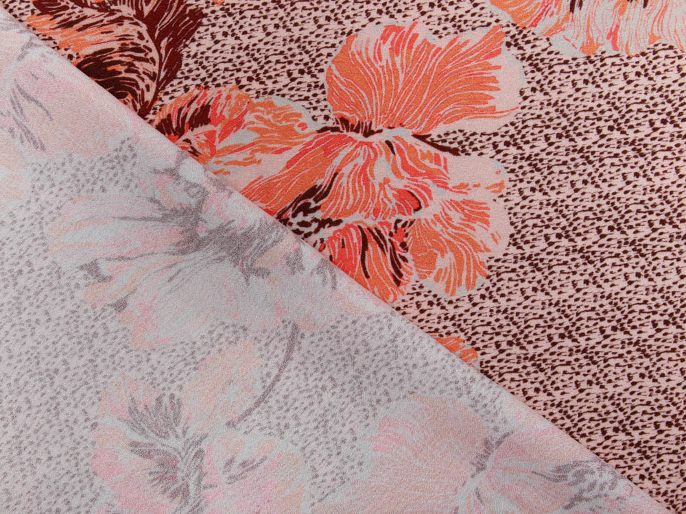 Webware Viskose-Crepe Fibre Mood Digitaldruck - Blumen - orange