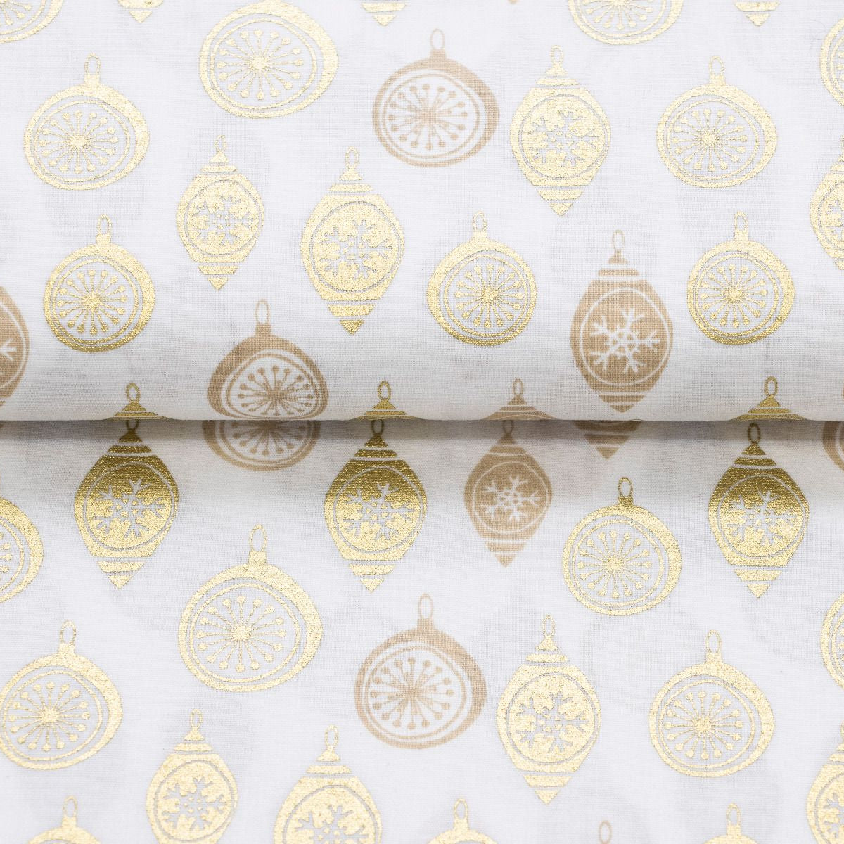 Webware Baumwolle Popeline mit Foliendruck - Weihnachtskugeln - marineblau