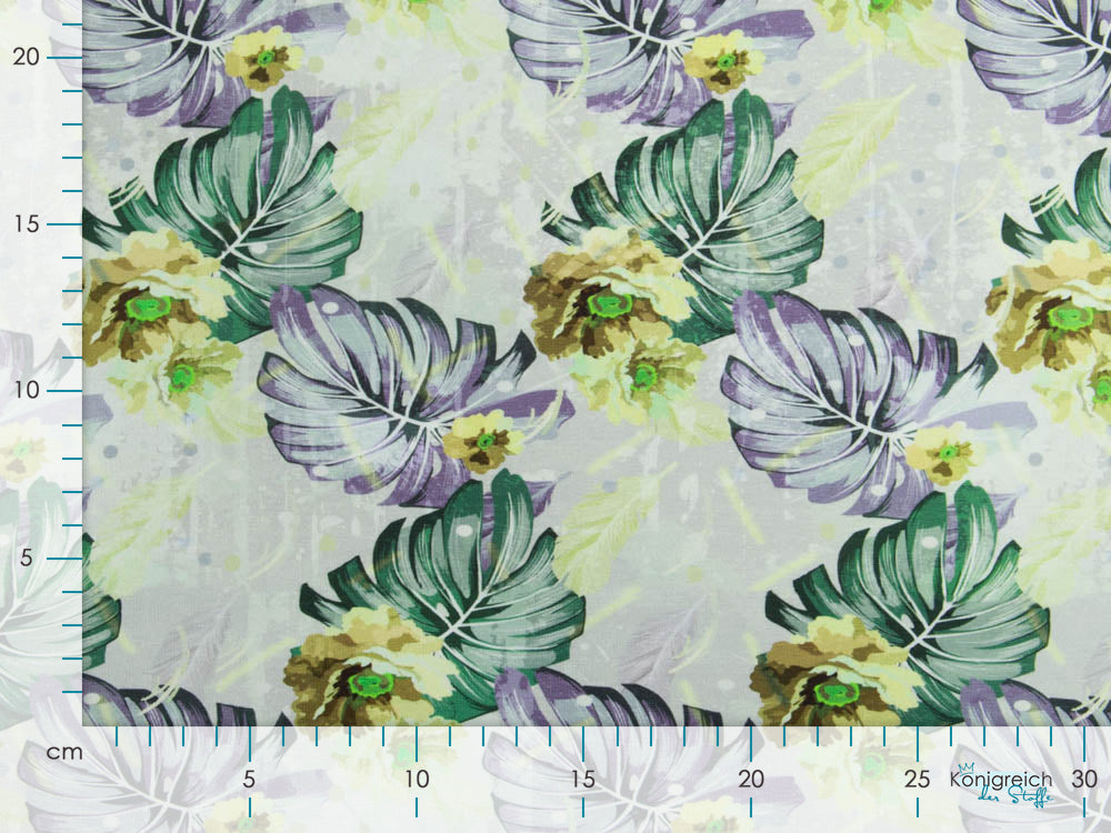 Jersey Digitaldruck Stenzo - traumhafte Blüten und Blätter - grün