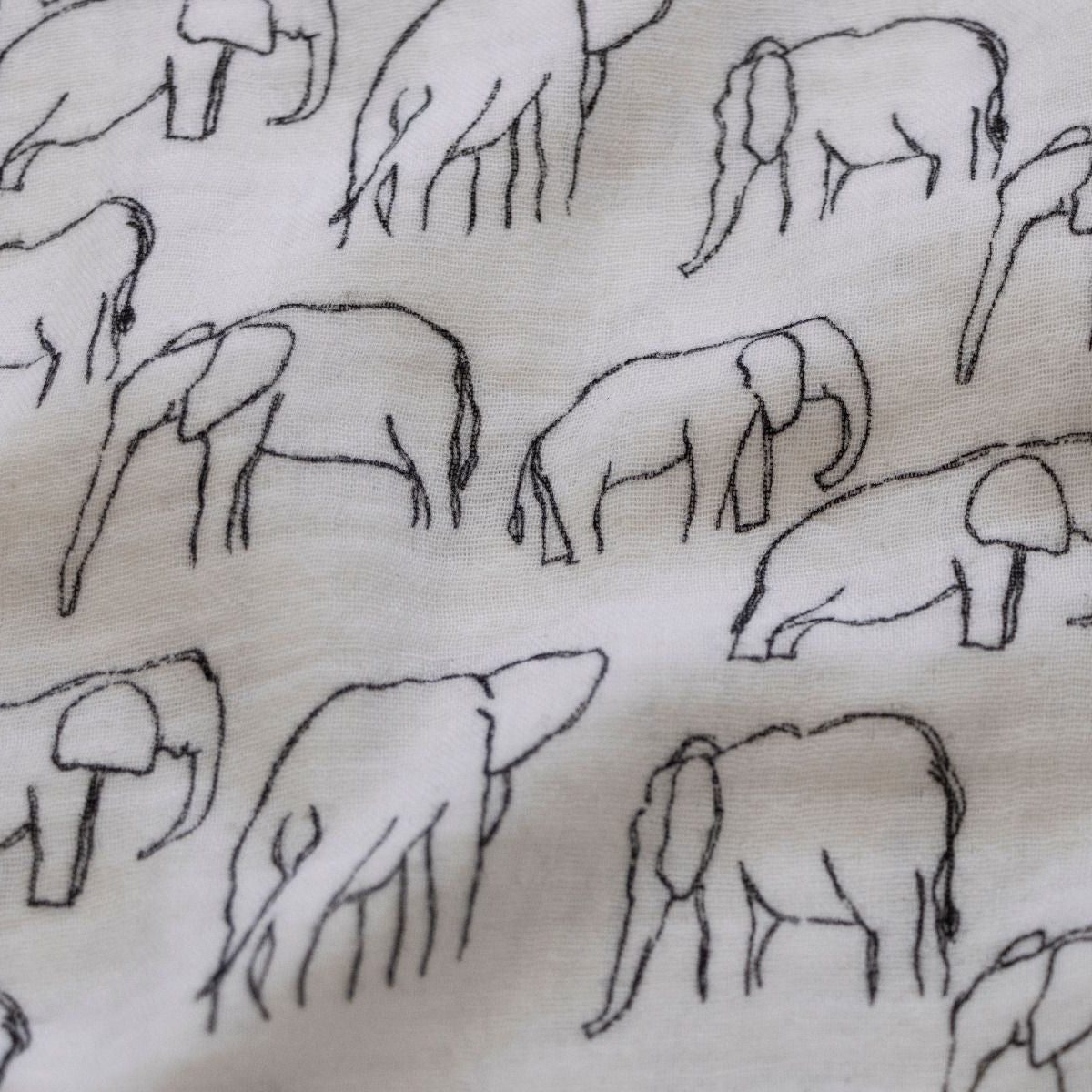 Musselin Double Gauze Snoozy - Elefanten - weiß