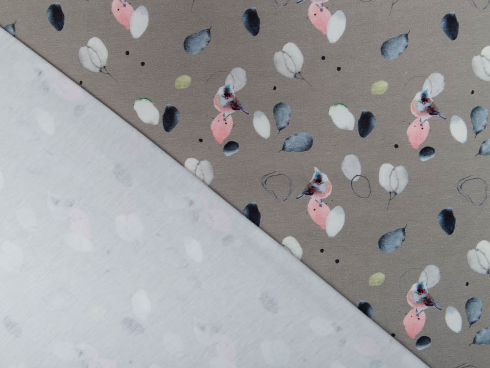 Jersey Digitaldruck Stenzo - verschiedene Blätter - grau