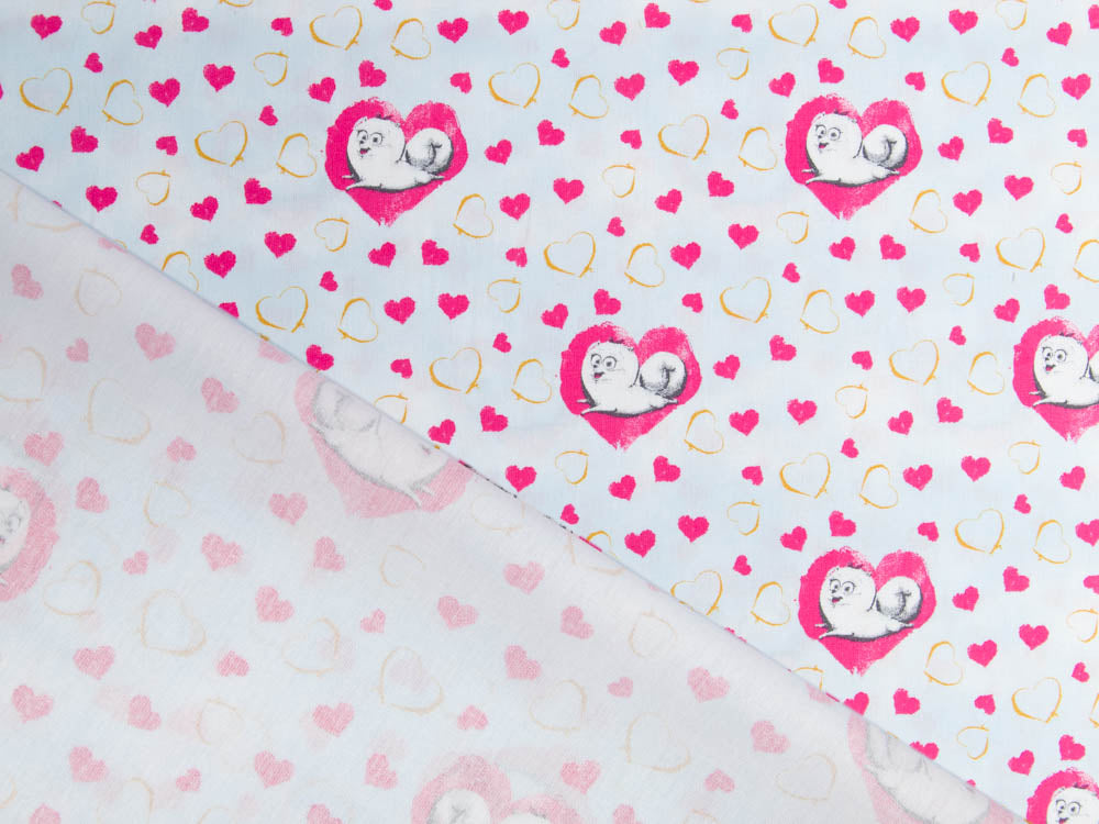 Webware Baumwolle DreamWorks - Pets - Hund Gidget mit Herzen - helles blau