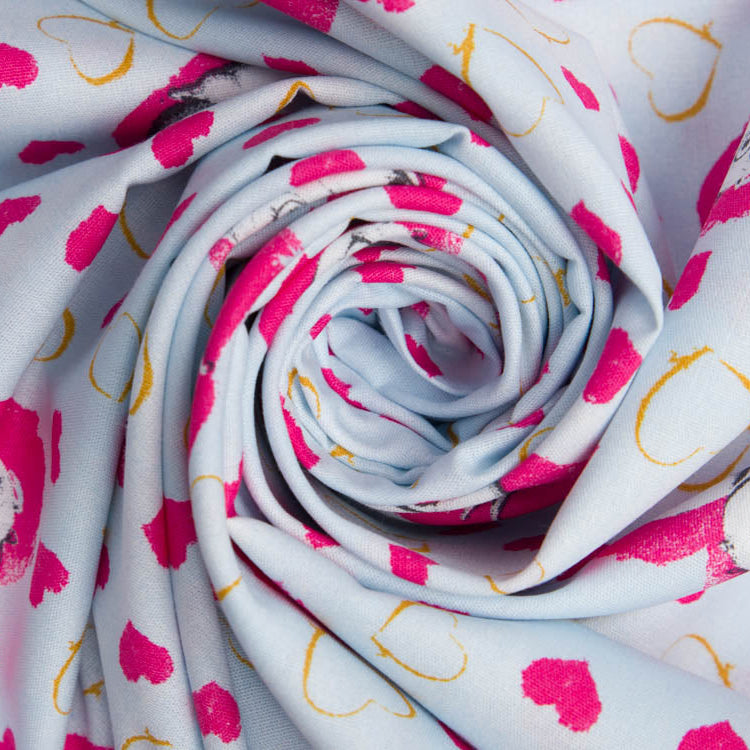 Webware Baumwolle DreamWorks - Pets - Hund Gidget mit Herzen - helles blau