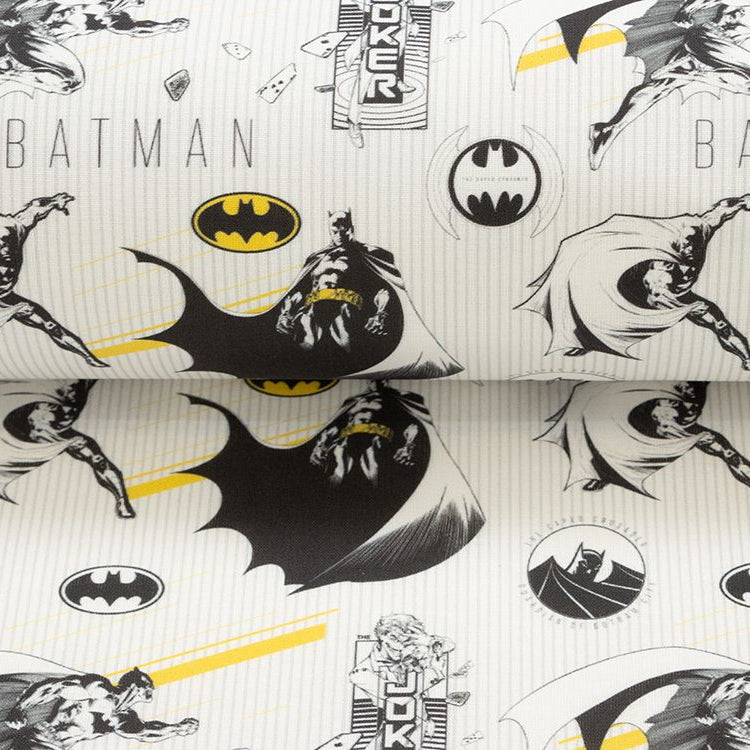 Webware Baumwolle Popeline Digitaldruck Batman - Batman und Joker - weiß