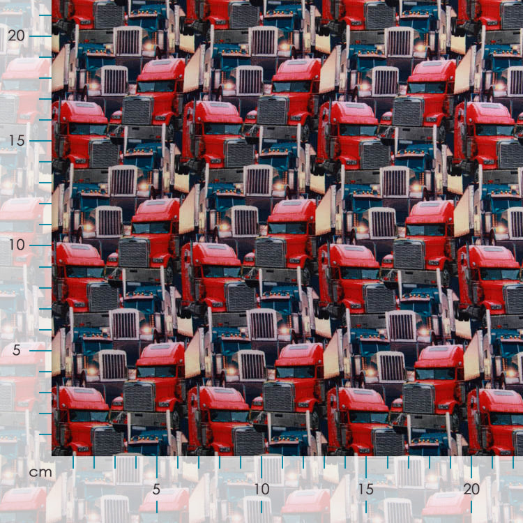 French Terry Digitaldruck Take me on A ROAD TRIP Stenzo - LKW - rot