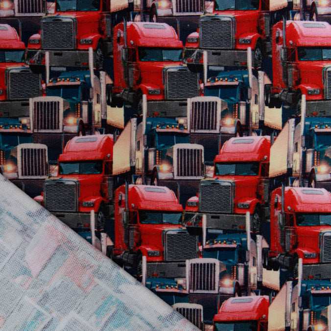 French Terry Digitaldruck Take me on A ROAD TRIP Stenzo - LKW - rot