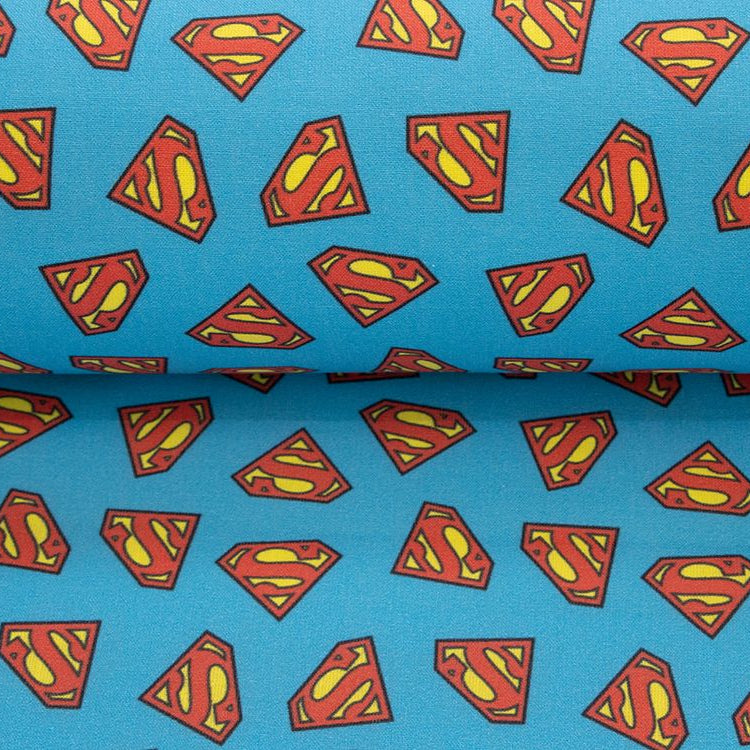 Webware Baumwolle Popeline Digitaldruck Superman - Superman Logo - blau