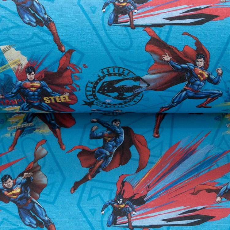Webware Baumwolle Popeline Digitaldruck Superman - Superman in Aktion - blau
