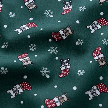 Webware Popeline Baumwolle Weihnachten - Weihnachtsbulldoggen