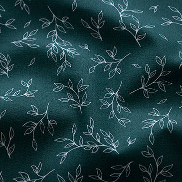 Webware Popeline Baumwolle Weihnachten - Blättrige Zweige - Dunkelgrün