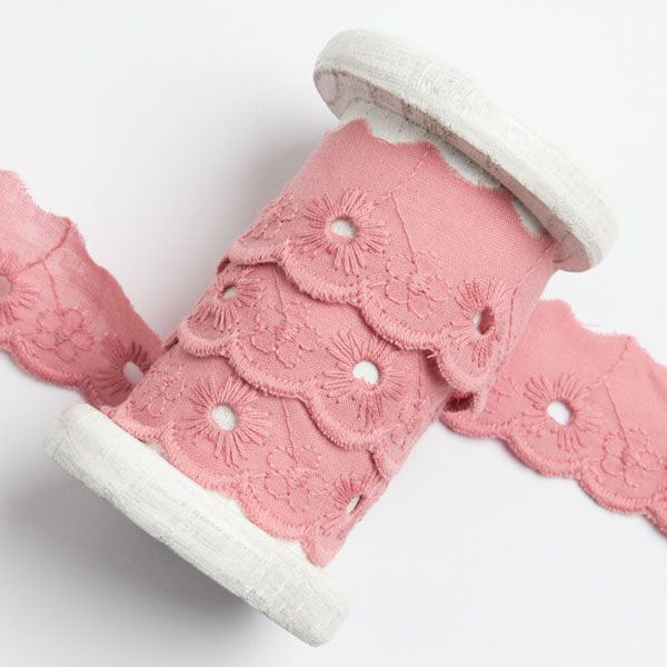 Spitze Broderie Baumwolle ca. 25mm - Blumen