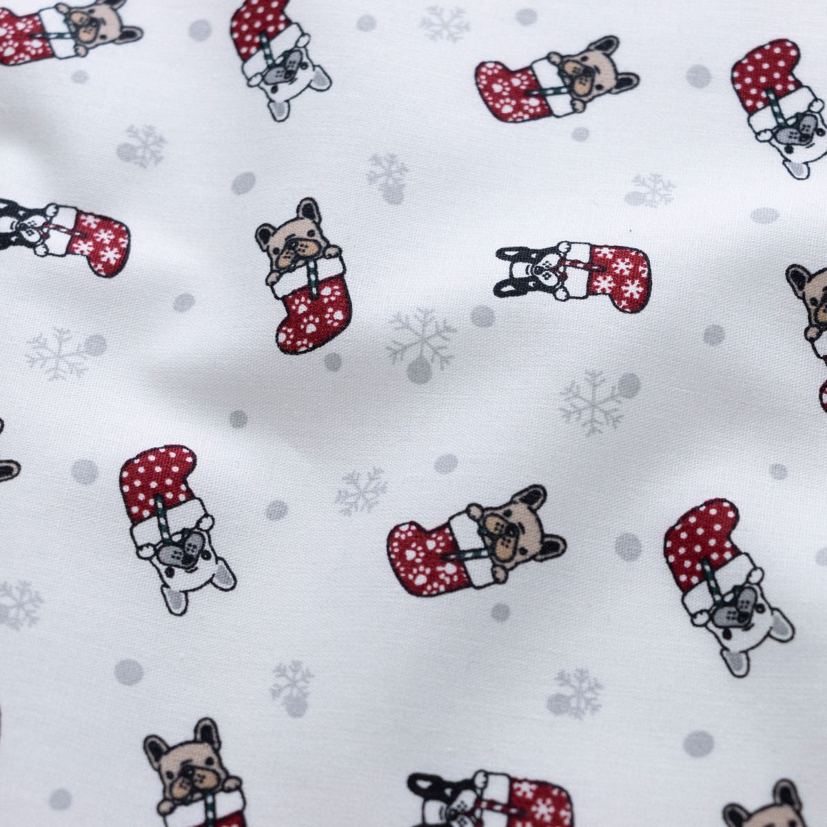 Webware Popeline Baumwolle Weihnachten - Weihnachtsbulldoggen