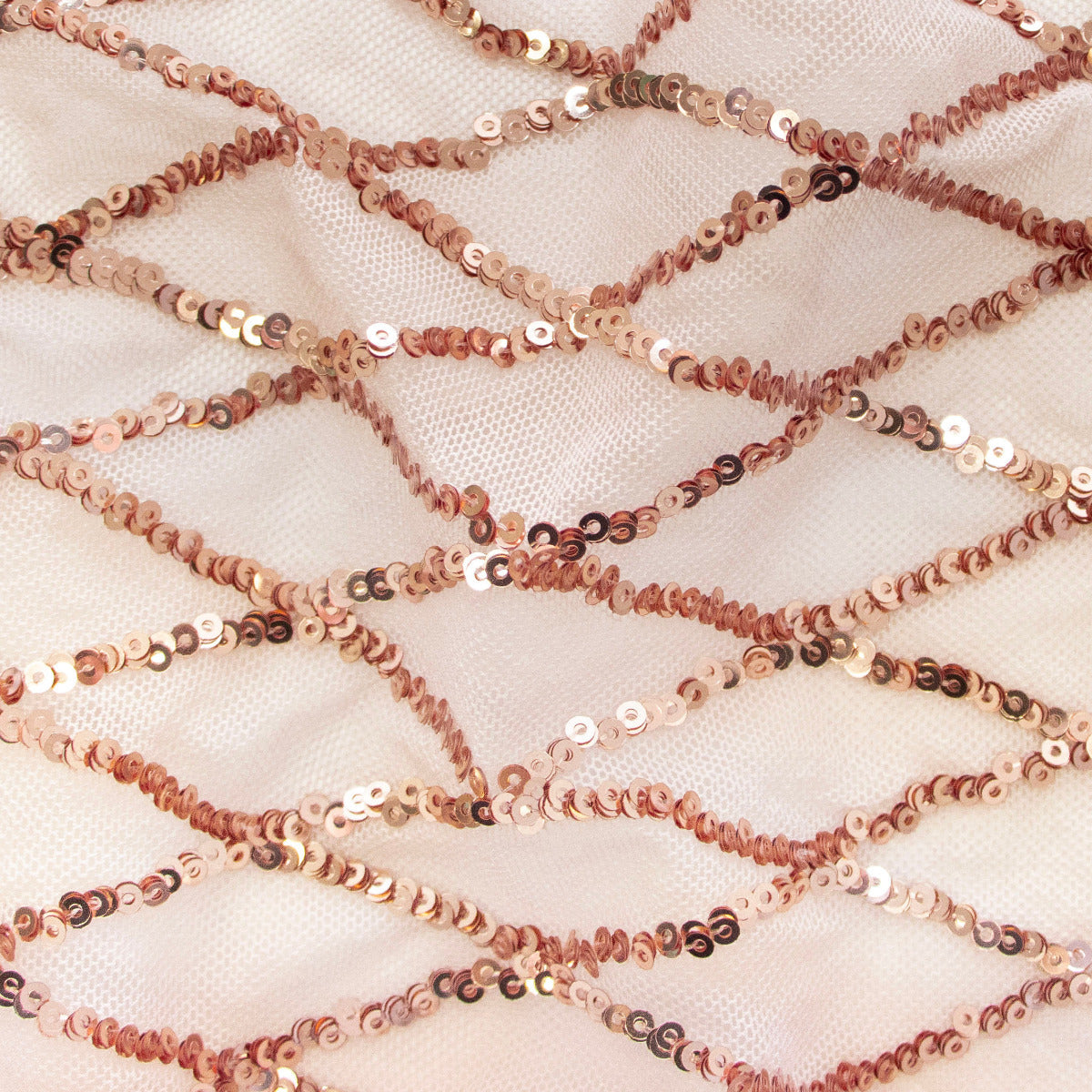 Mesh dehnbar mit bestickten Pailetten - Rautenmuster - rosé