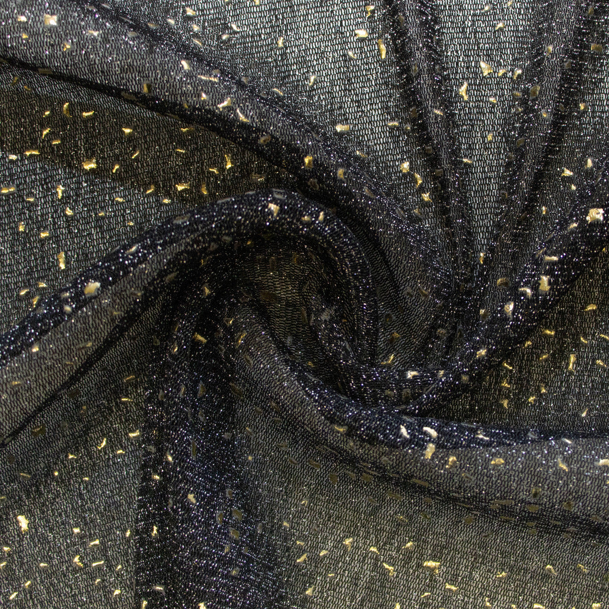 Mesh dehnbar mit goldenen Flecken - schwarz mit silberglitzer
