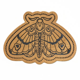 Jessy Sewing Kunstleder-Label mit aufgedruckter Nähnaht - "Motte" - braun