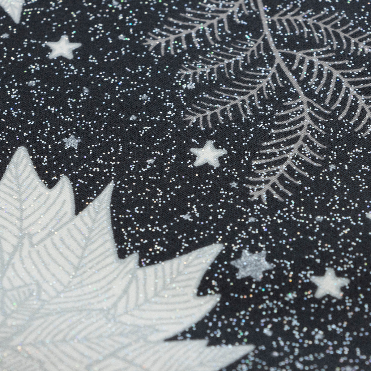 Beschichtete Webware mit Glitzer - funkelnde Weihnachtssterne - anthrazit