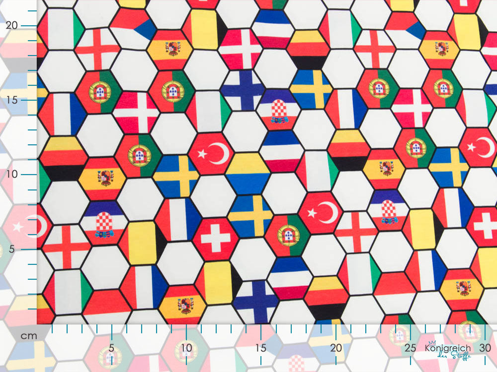 Jersey Fußball Digital- Landesflaggen in Wabenoptik - weiß