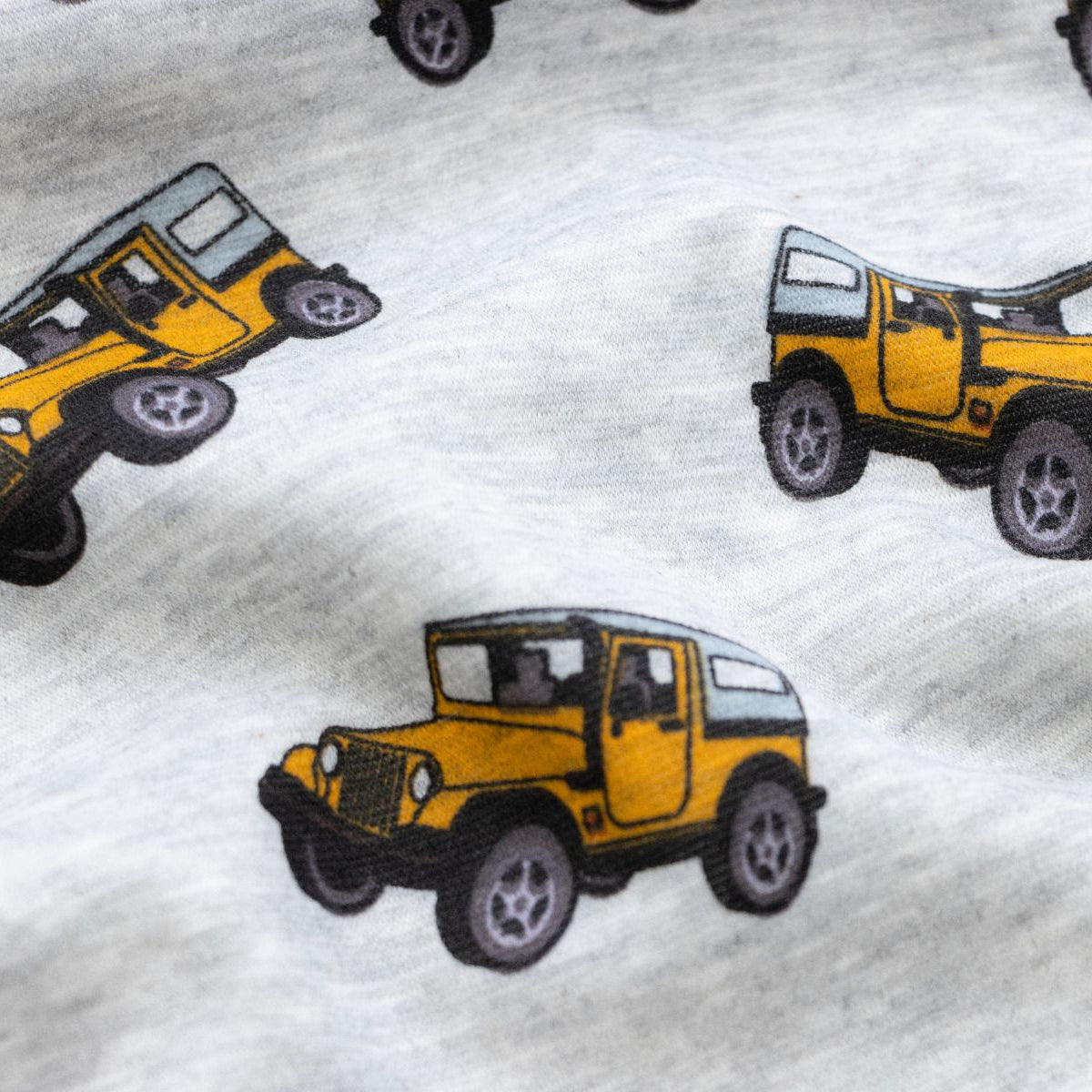 Alpenfleece Melange - grüne Geländewagen - meliert grau