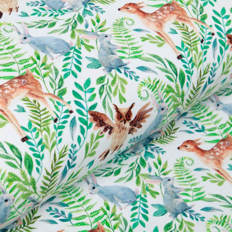 Jersey Digitaldruck Stenzo - Rehe und Hasen - weiß