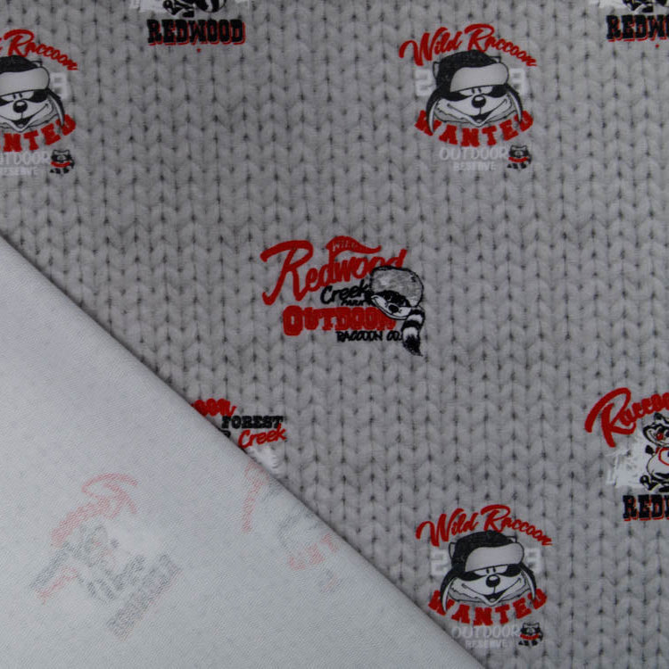 Sweat French Terry Digitaldruck Wild Raccoon Stenzo - wilde Waschbären auf Strickoptik