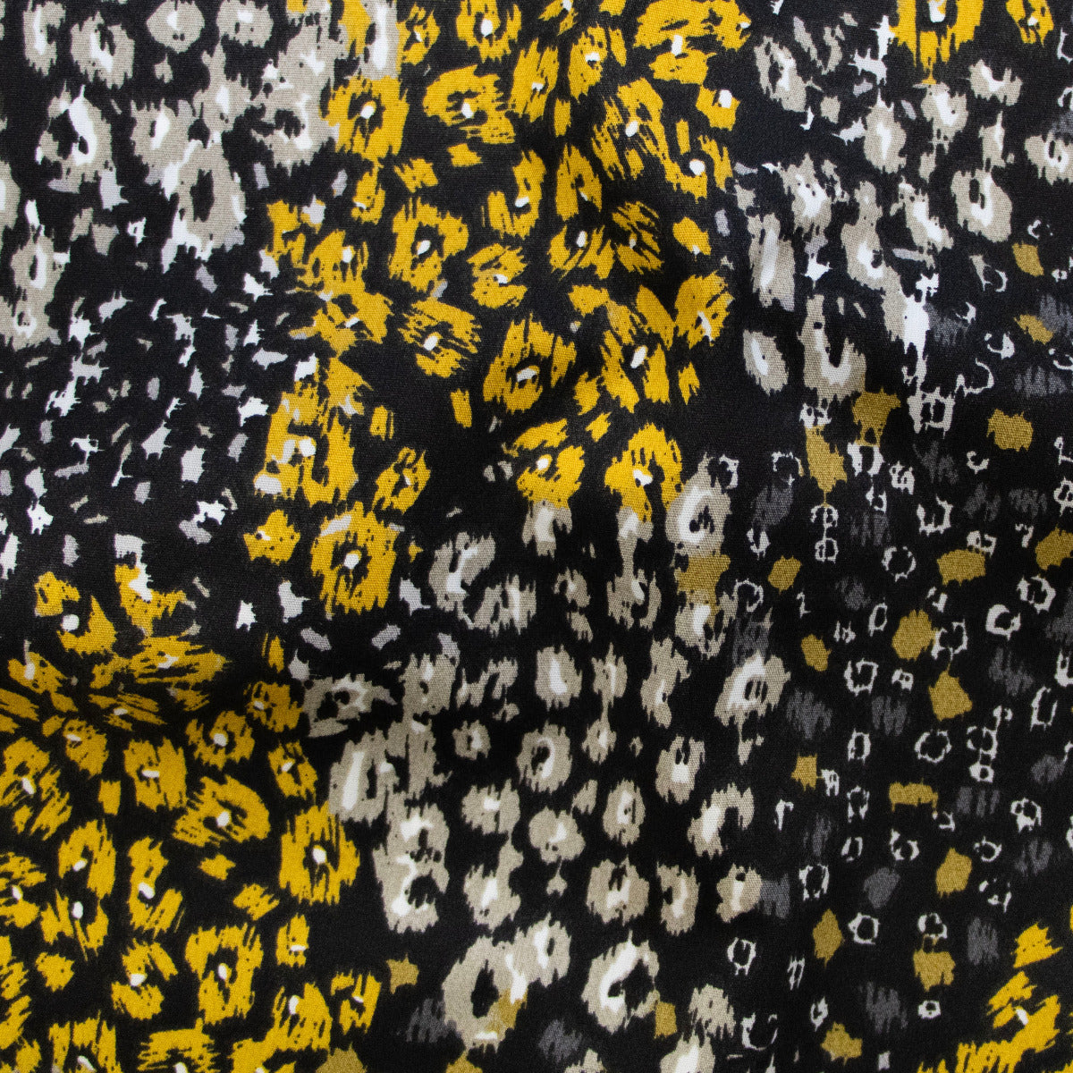 Webware Popeline Baumwolle Stoff - Animalprint Leo- Schwarz - Gelb