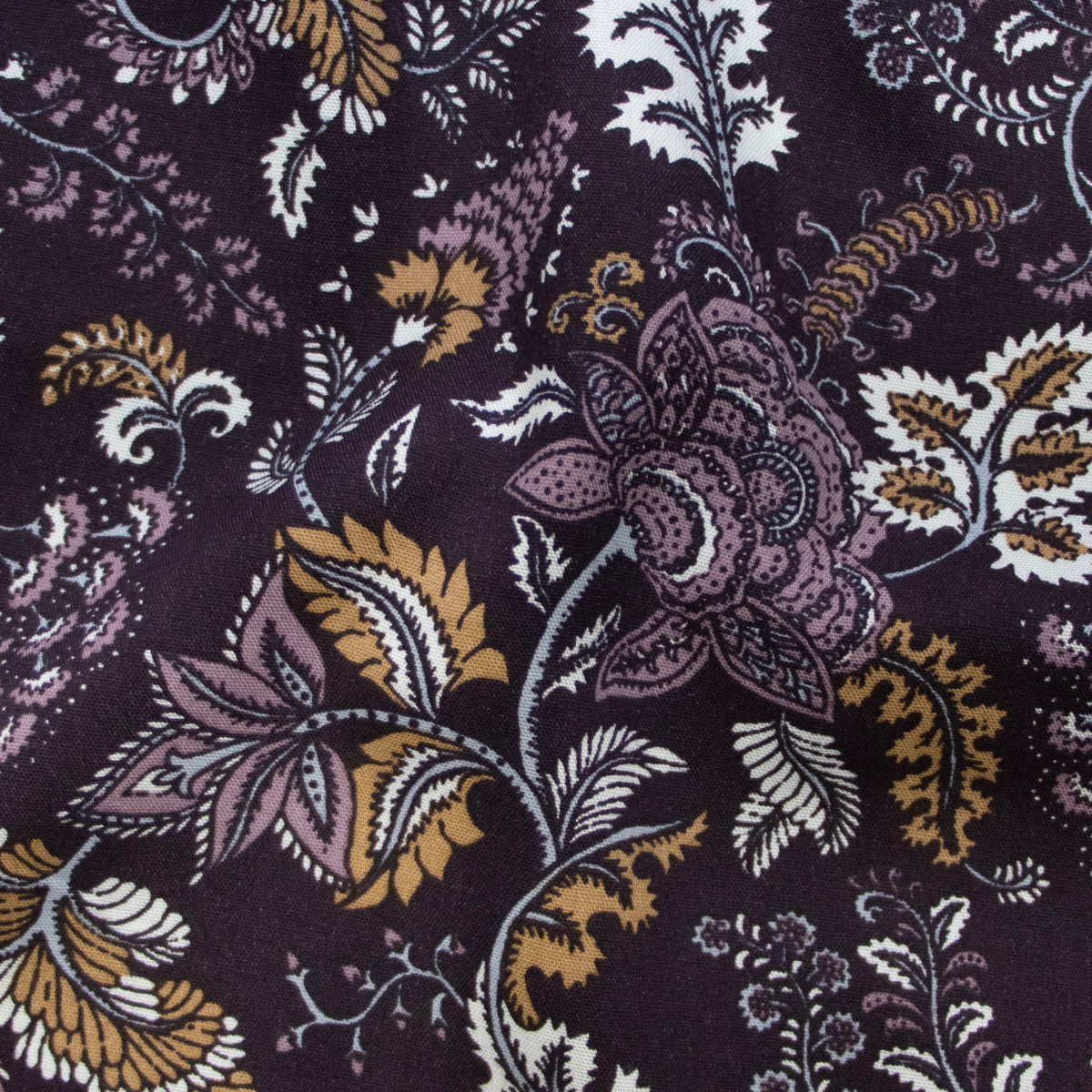 Webware Popeline Baumwolle - Abstrakte Blätter - aubergine