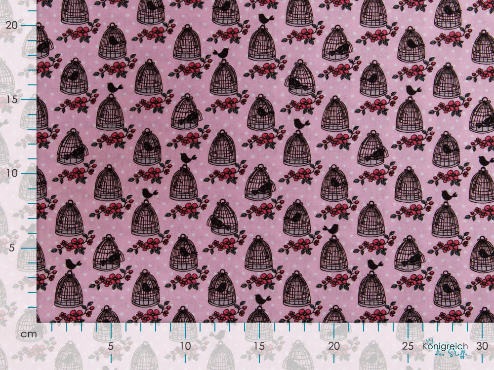 Webware Baumwolle Swafing Valerie Papillon by Steinbeck - Vogelkäfige auf Punkte - rosa