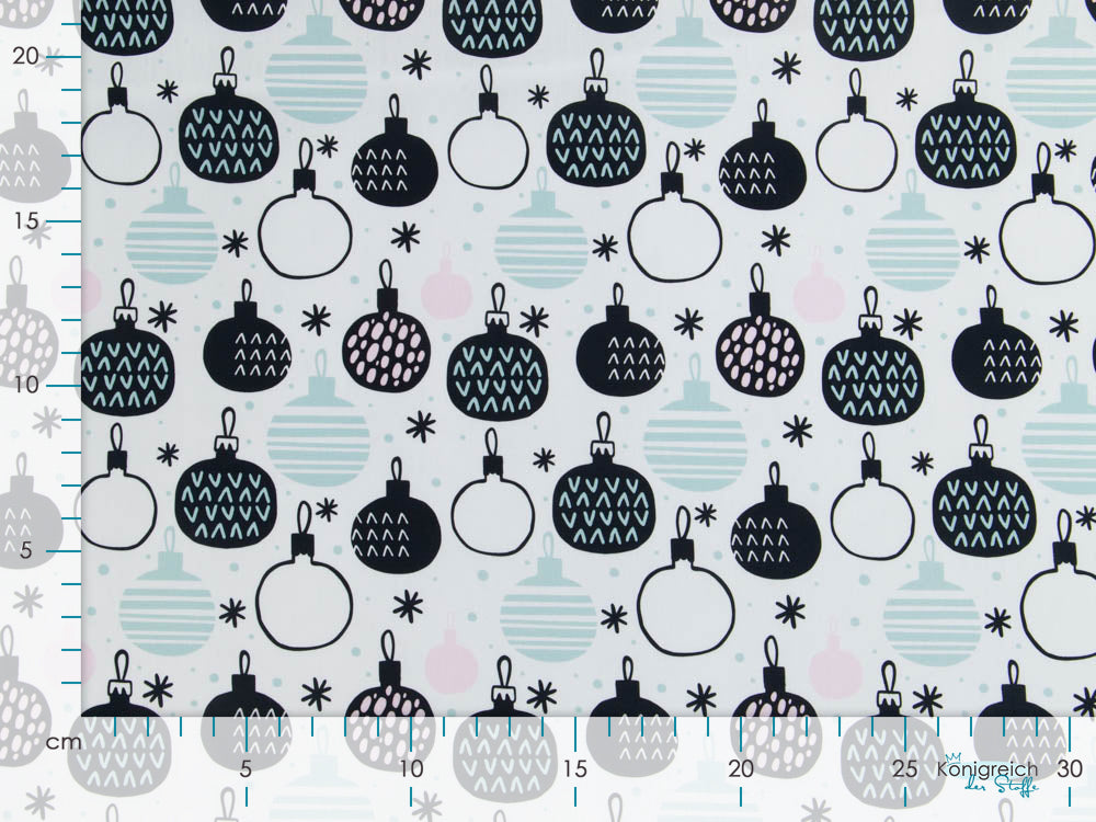 Webware Baumwolle Swafing Noel - gemusterte Weihnachtskugeln