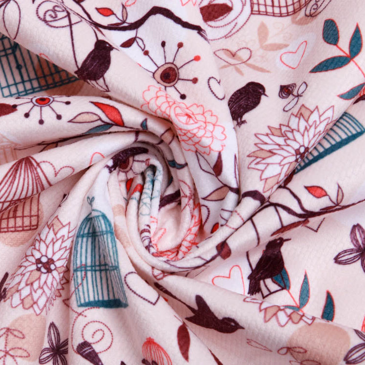 Struktur Velvet - Vogelkäfige und Raben - beige