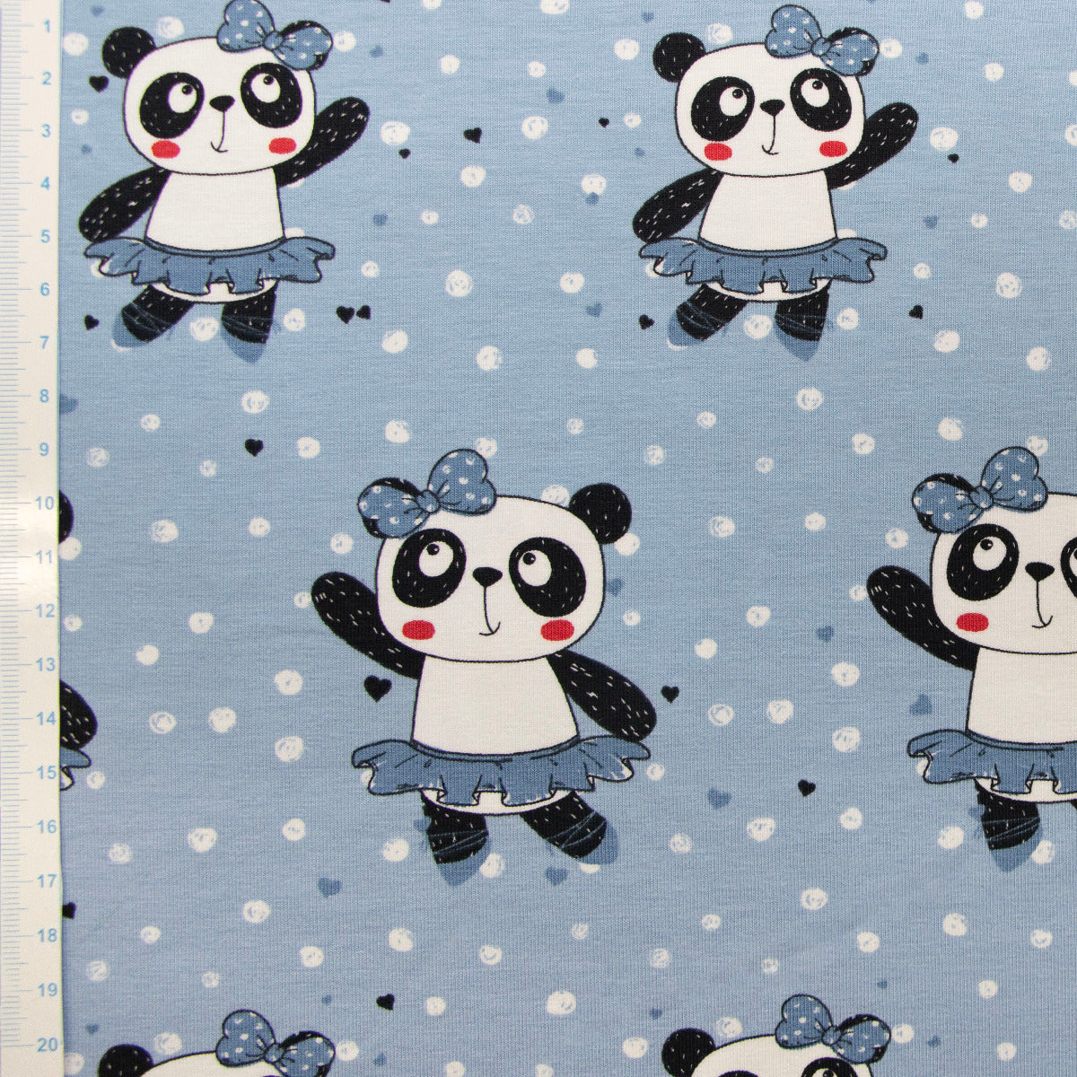 Jersey - Pandamädchen und Punkte - hellblau