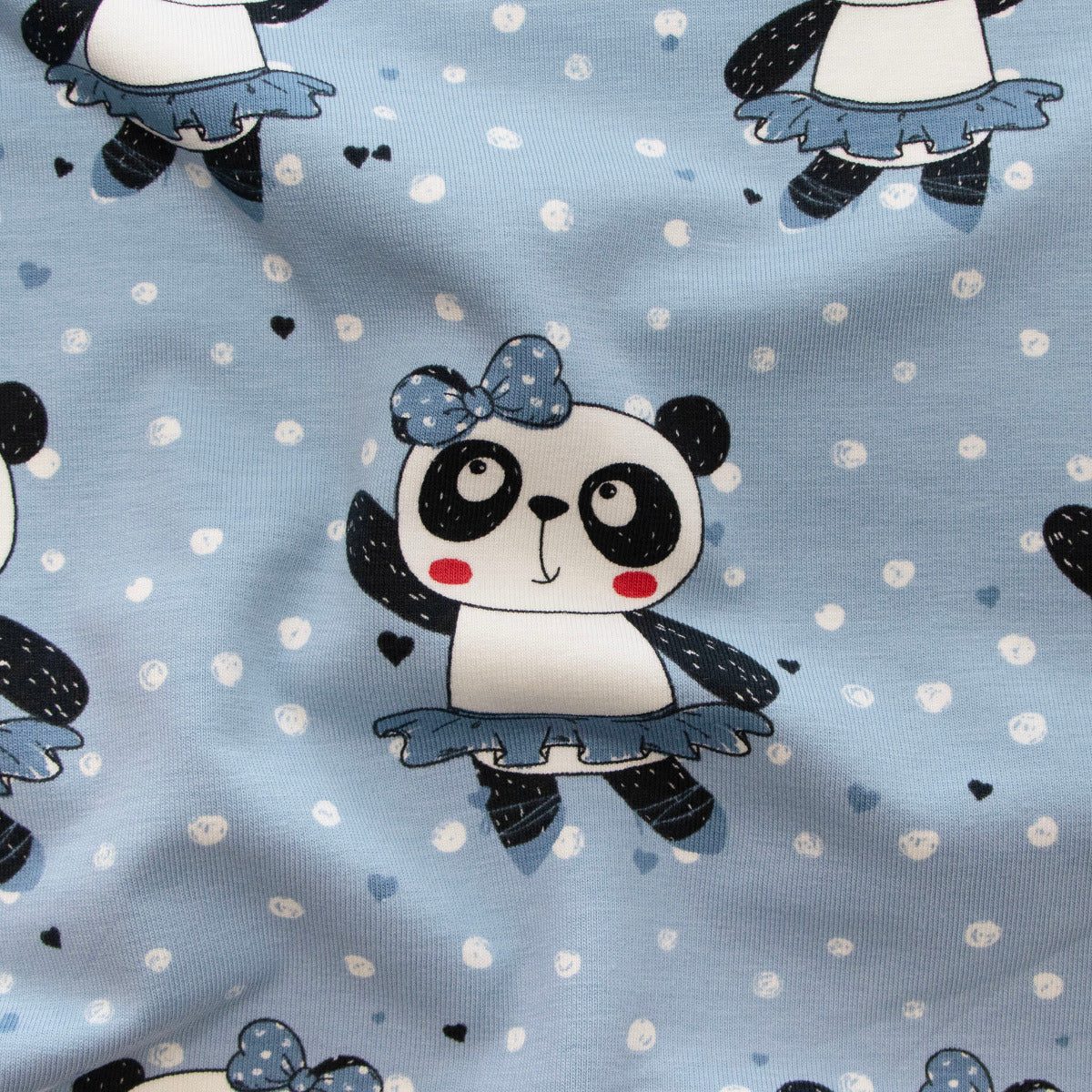 Jersey - Pandamädchen und Punkte - hellblau