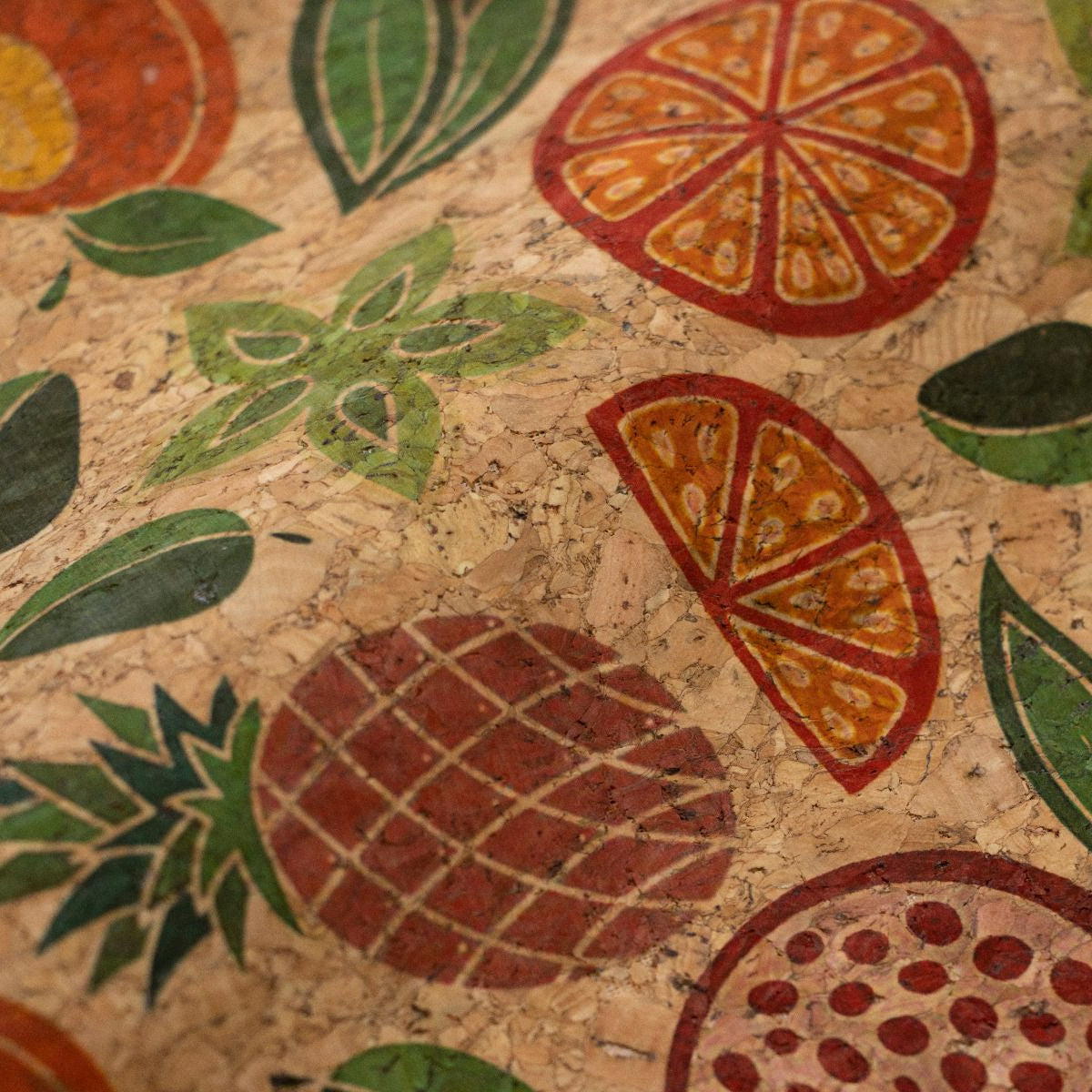 Kork Coupon ca. 50 cm x 65 cm - tropische Früchte