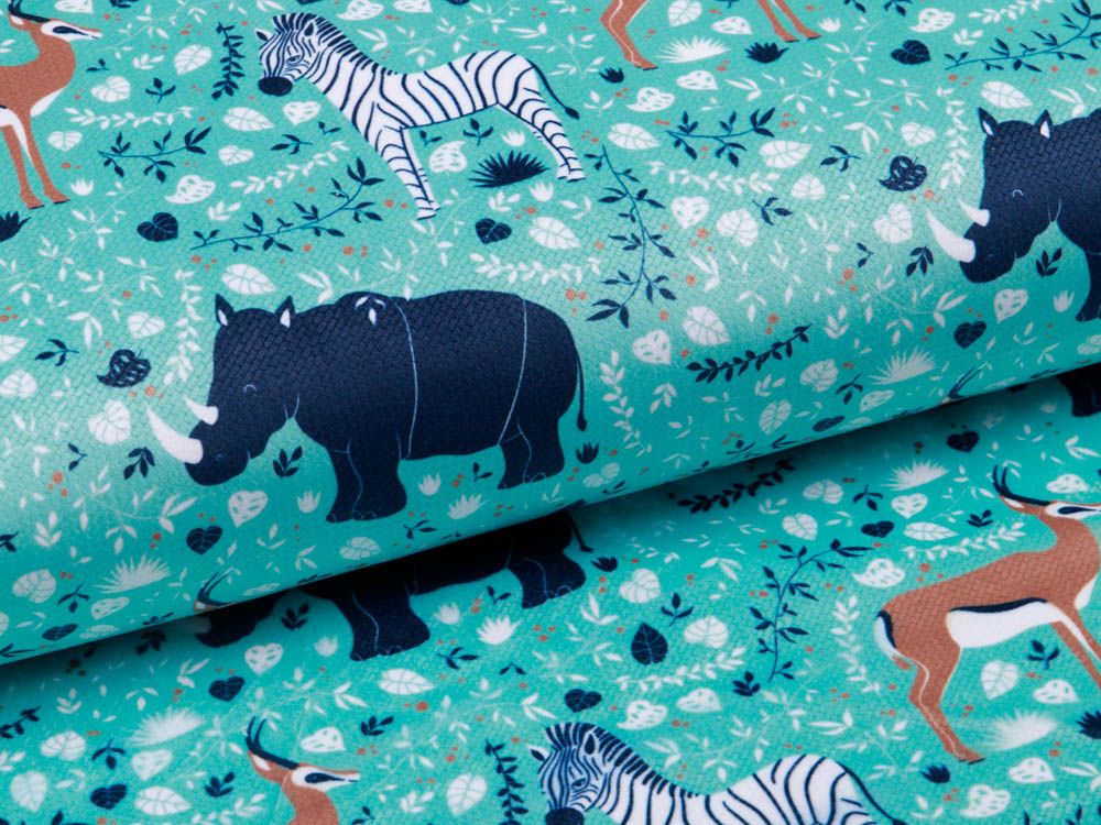 Struktur Velvet - wilde Tiere - mint