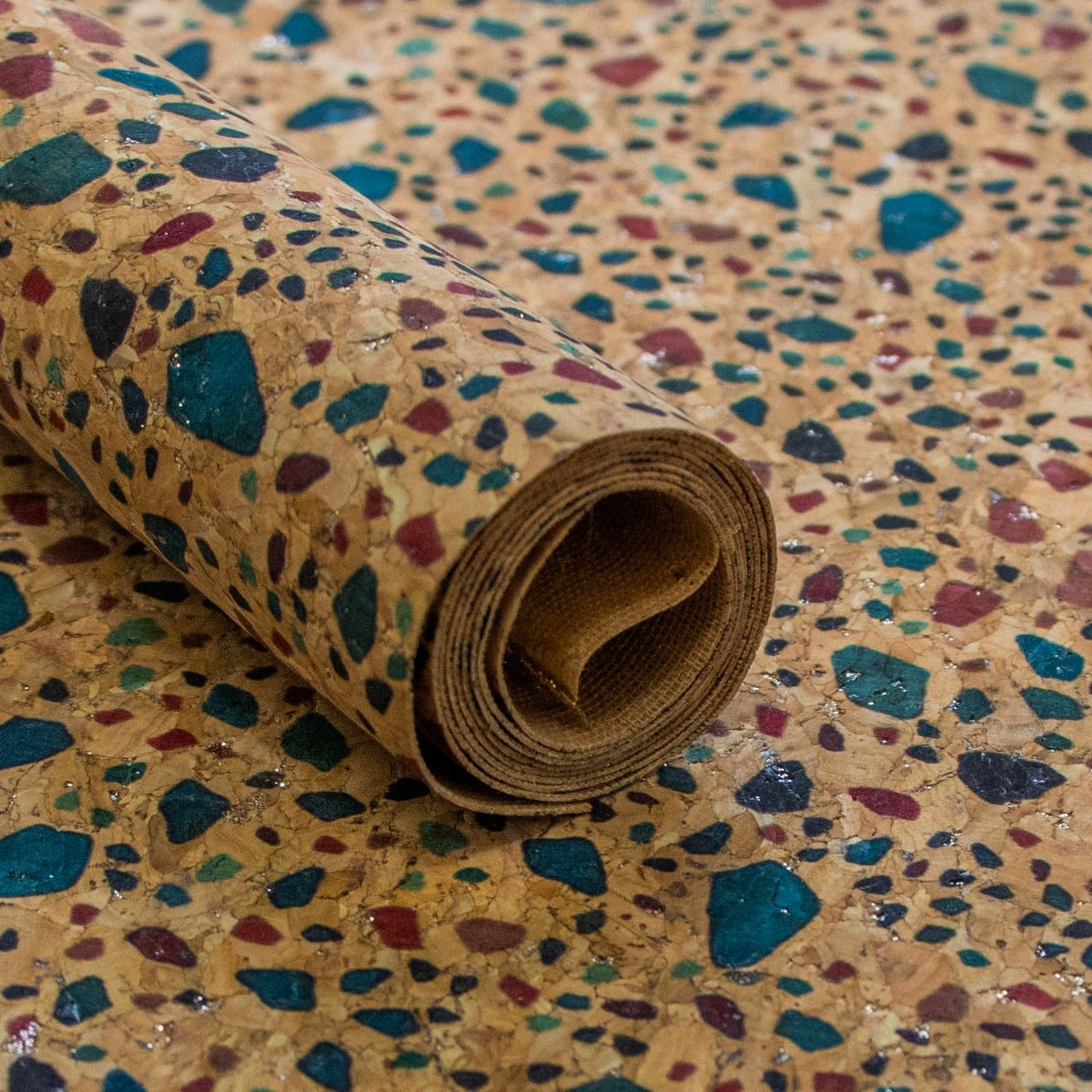 Kork Coupon ca. 50 cm x 67 cm - bunte Flecken