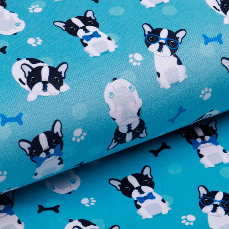 Struktur - Velvet - Französische Bulldoggen - petrol