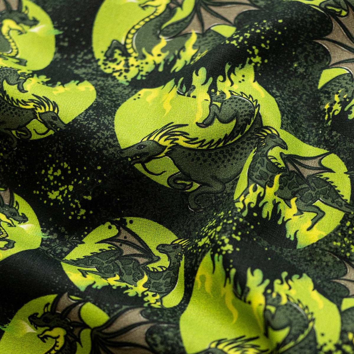 Webware Baumwolle Swafing Mystic Dragons by Steinbeck - Feuerspuckende Drachen - schwarz