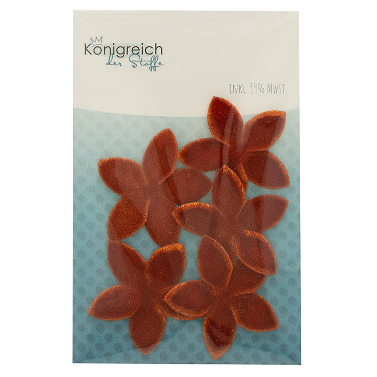 5 Applikationen zum Aufnähen ca. 29 x 29 mm - Blumen - rostorange